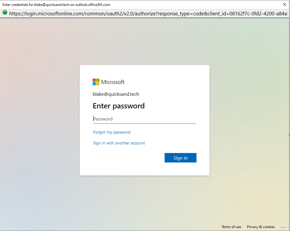 This is the standard Microsoft Online sign on screen, available to all applications using modern auth